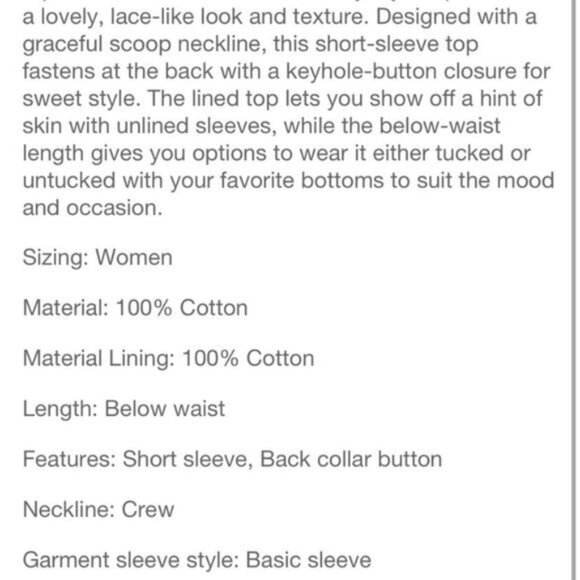 a new day White Eyelet Top with Cami New - Picture 4 of 6